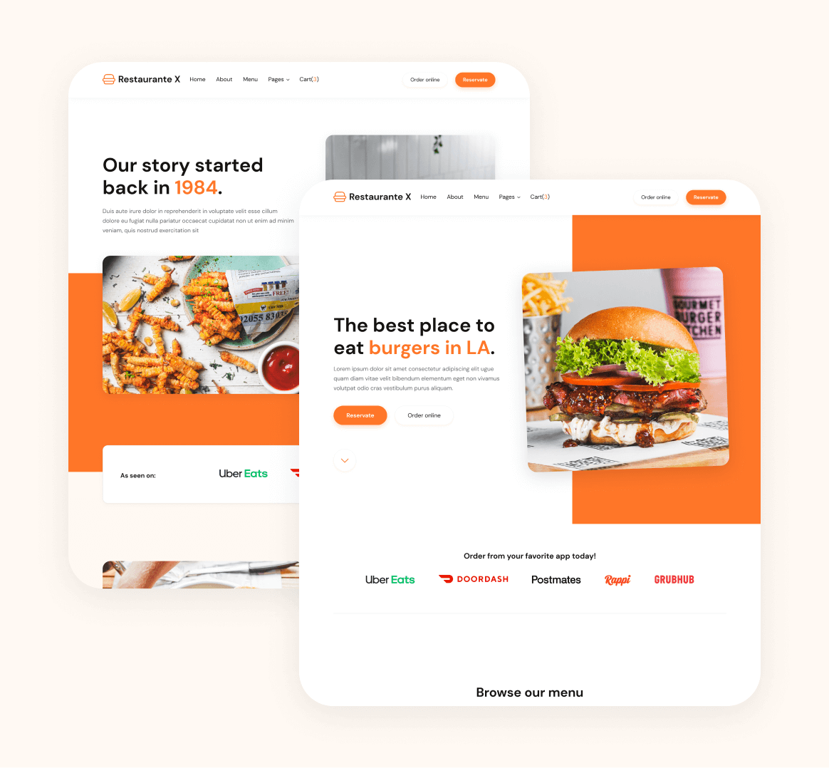 Restaurante X - 12 Pages Included - Restaurant Webflow Template