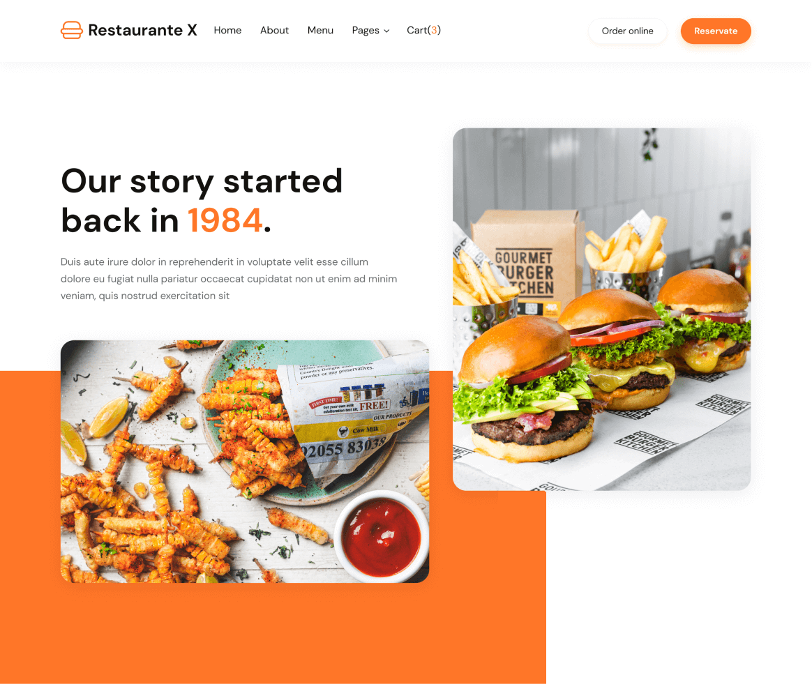 Restaurante X - About page - Restaurant Webflow Template