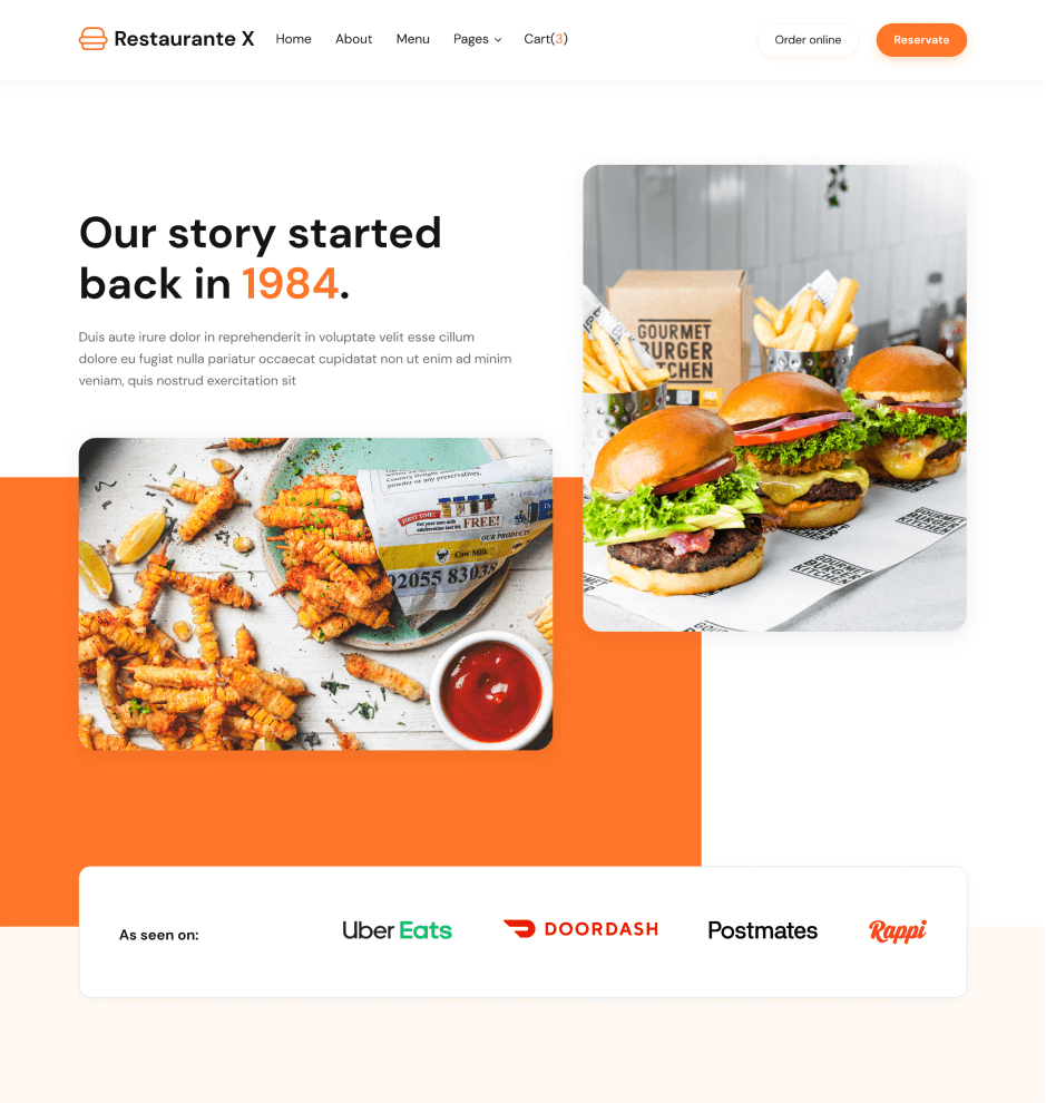 Restaurante X - About page - Restaurant Webflow Template
