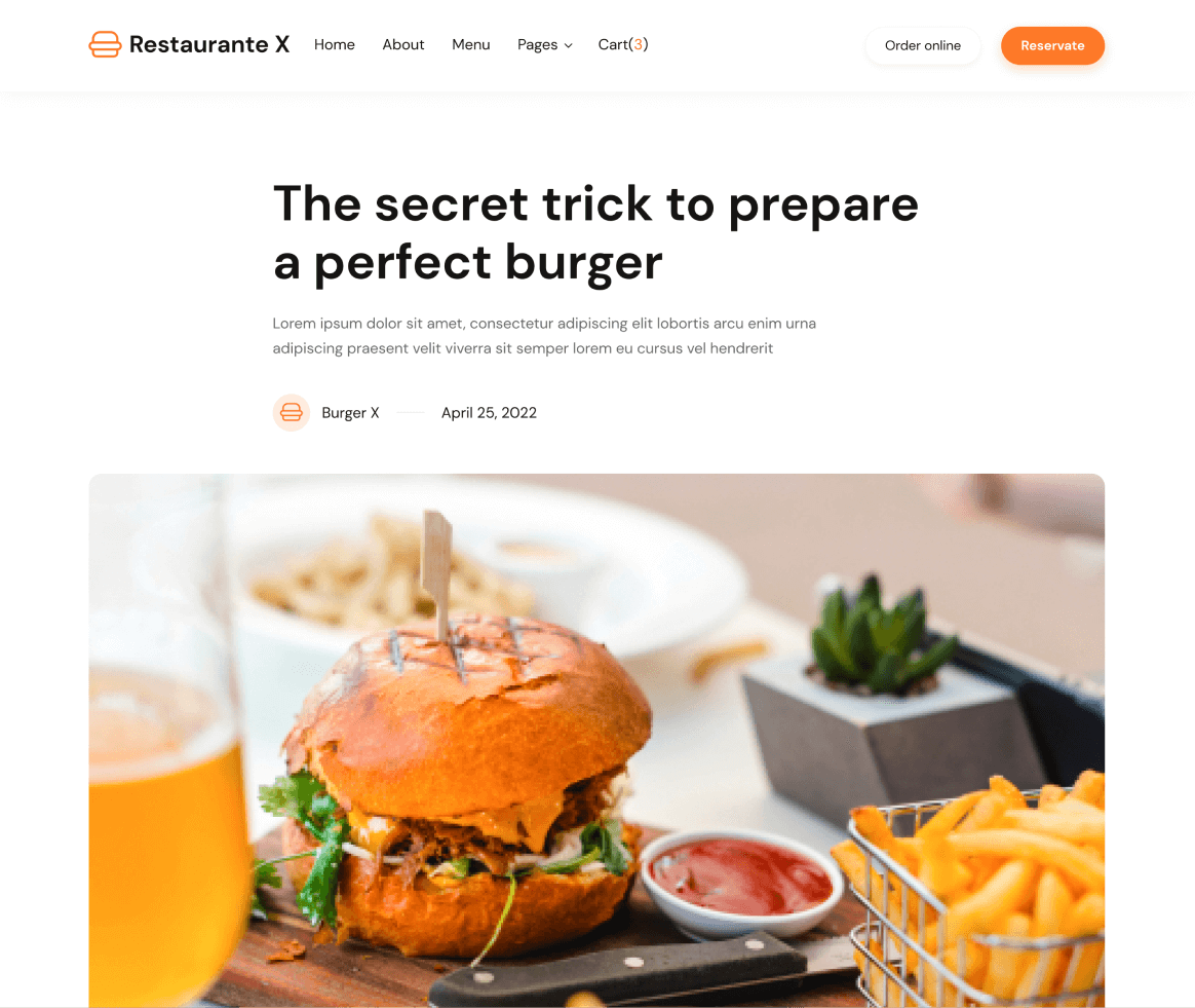 Restaurante X - Blog Post page - Restaurant Webflow Template